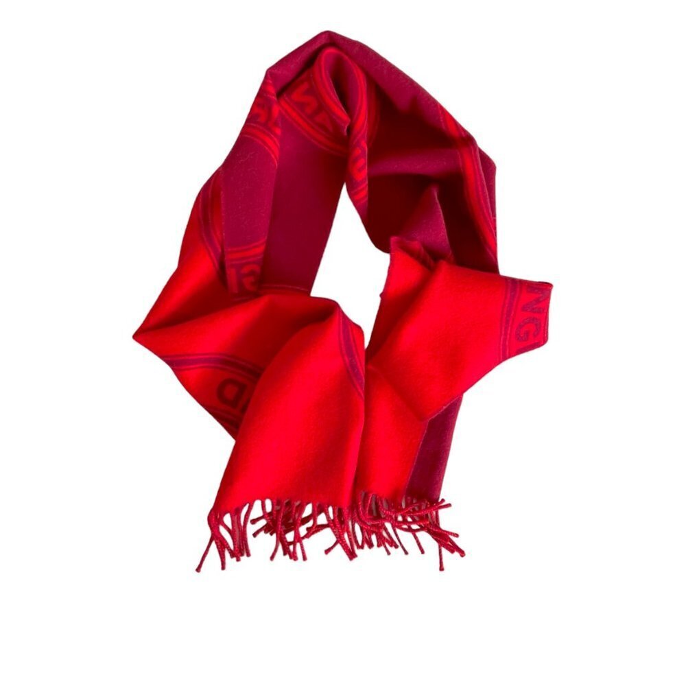 Burberry Bright Red Reversible Roundal Scarf, 100% wool, with logo - Picture 2 of 11
